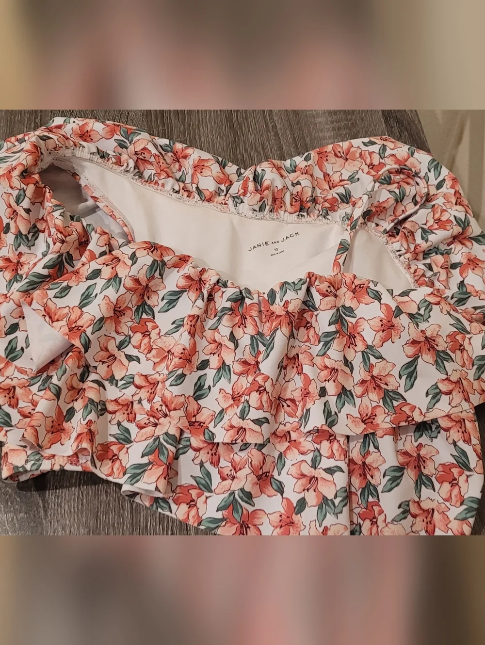 Janie And Jack Floral Ruffle Two-Piece Bikini Set - Size 12 - Picture 2 of 7